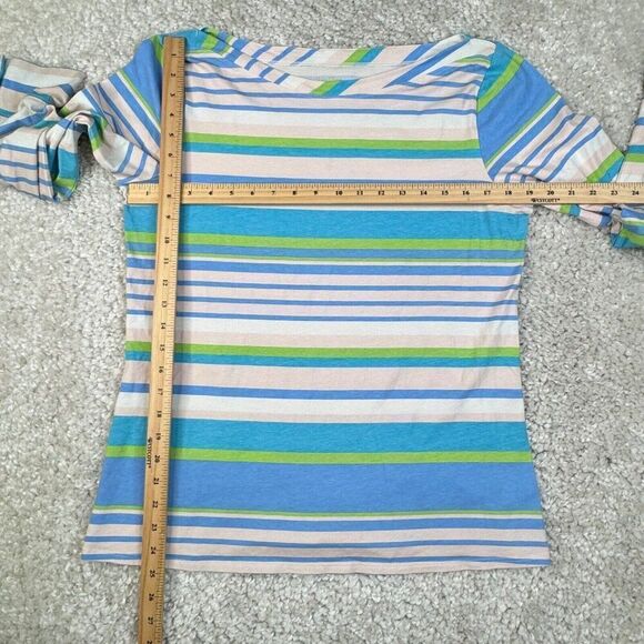 Lilly Pulitzer Aleah Paradise Blue Multi Stripe Boatneck Top FLAW - Picture 8 of 8